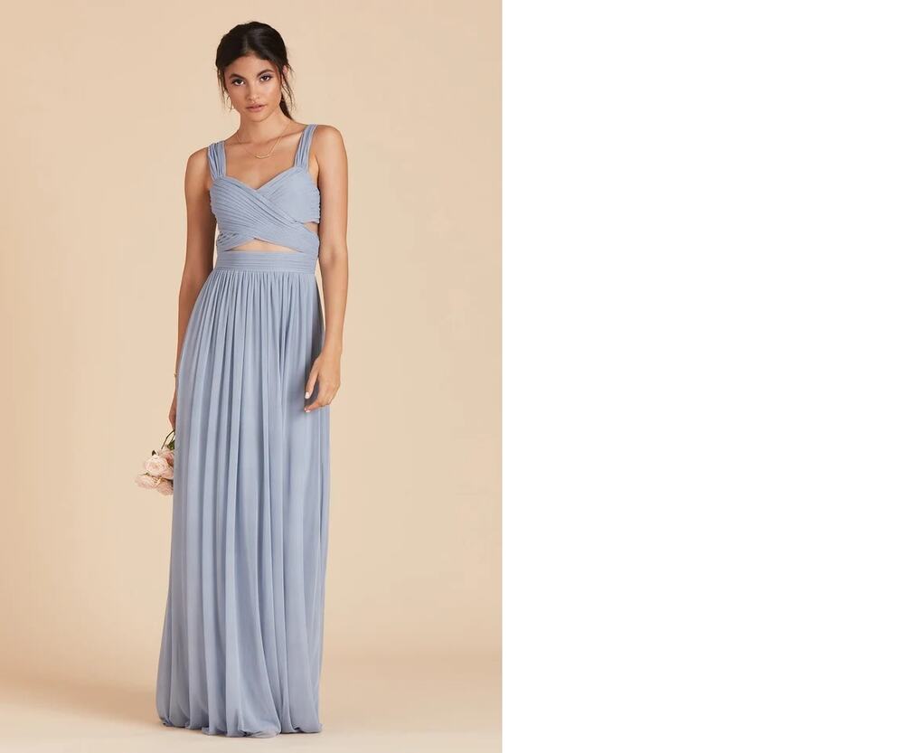 1436  NWT Birdy Grey Elsye Mesh Bridesmaids Dress Dusty Blue Size Extra Large
